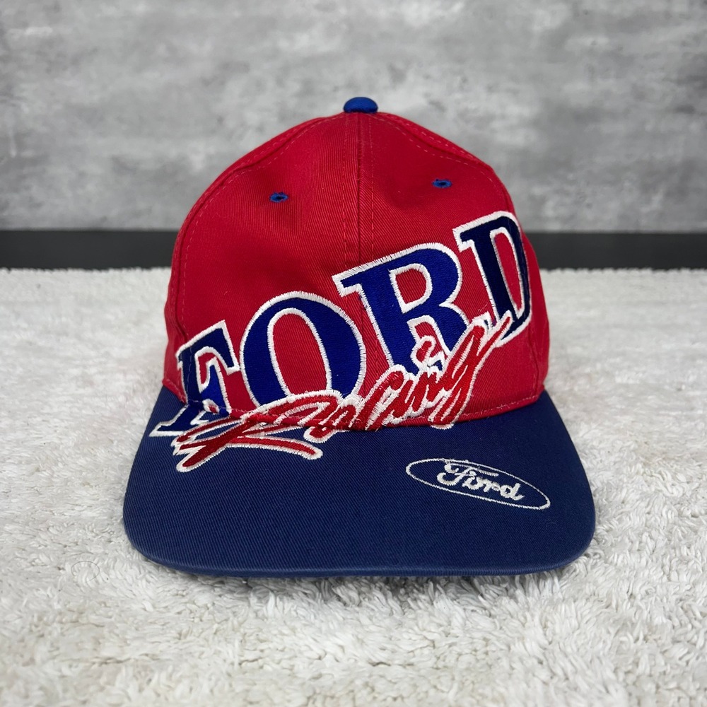 Vintage Nascar Ford Racing Hat OSFA Strap Back Dad Cap Embroidered Two Tone